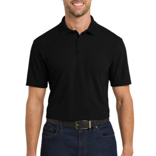 Ringspun Cotton Piqué Short-Sleeve Polo - Medium = 2, Large = 9 (BLACK) Thumbnail